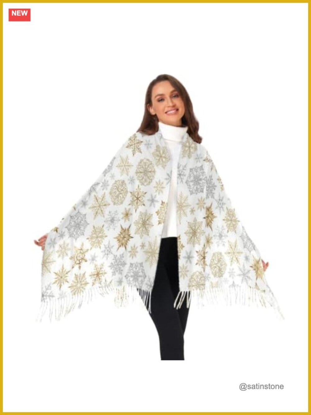 Womens Pashmina Shawl Soft 100% Polyester Snowflake Wrap Evening Dress